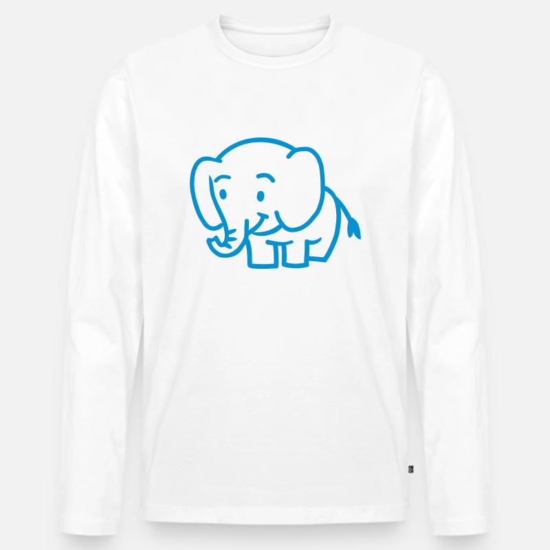 Elefant - Männer Premium Bio Langarmshirt - Weiß