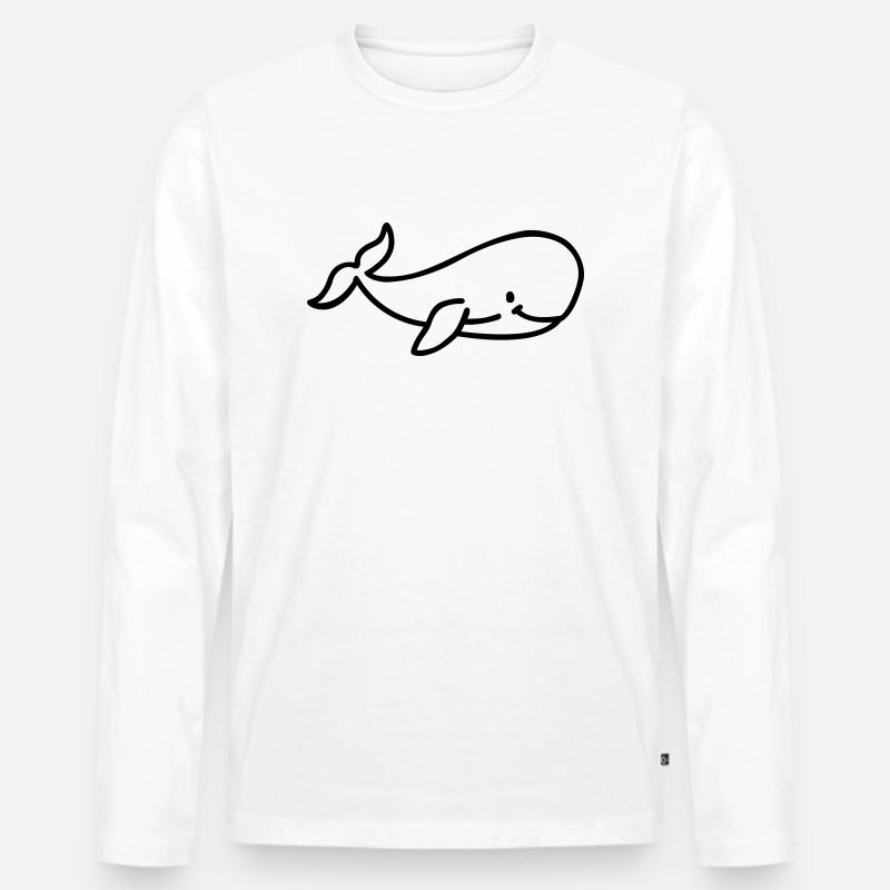 Wal - Männer Premium Bio Langarmshirt - Weiß