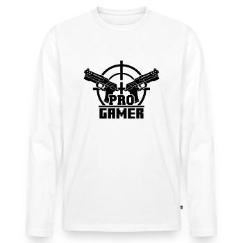 Pro Gamer (Guns) - Men's Premium Organic Long Sleeve Shirt - white - Front - Nico (187cm)
