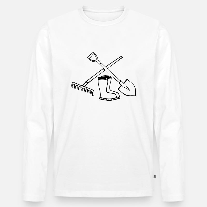 Garten schaufel harke gummistiefel - Männer Premium Bio Langarmshirt - Weiß