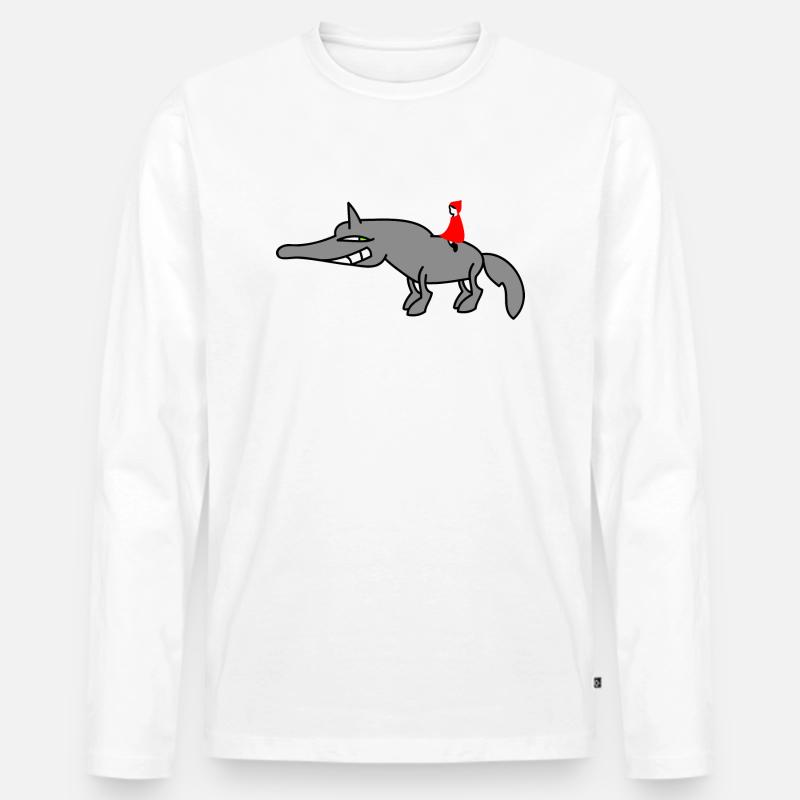 Wolf mit Rotkäppchen - Männer Premium Bio Langarmshirt - Weiß