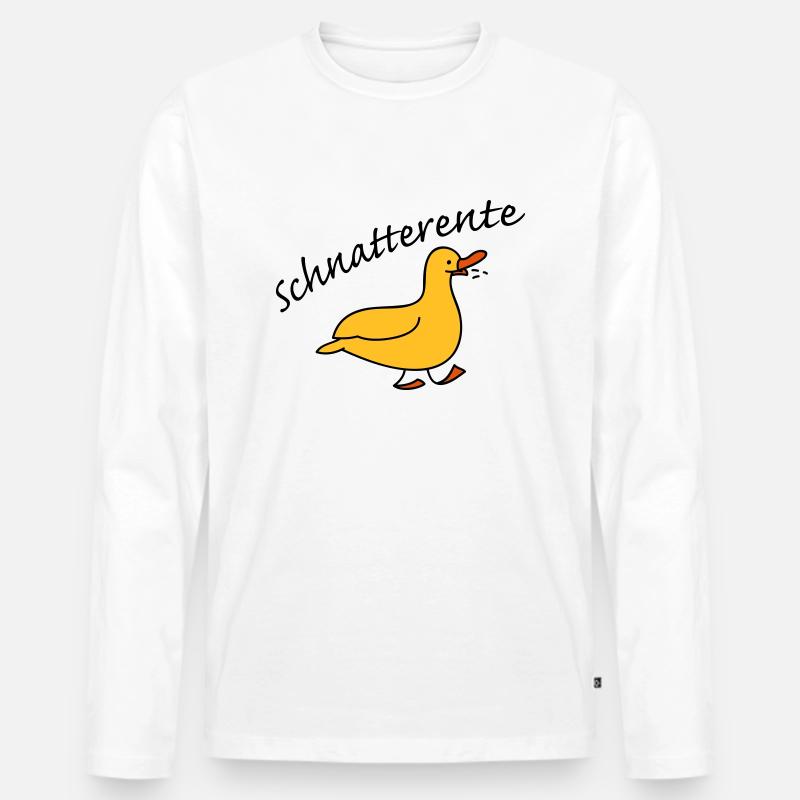 Schnatterente - Männer Premium Bio Langarmshirt - Weiß