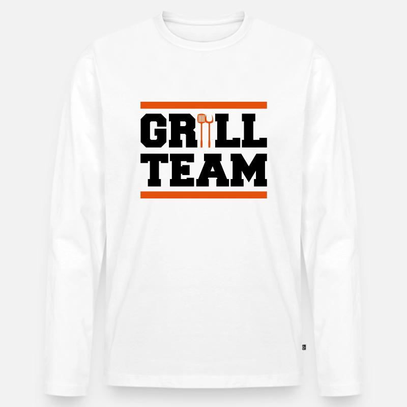 grill team design - Männer Premium Bio Langarmshirt - Weiß