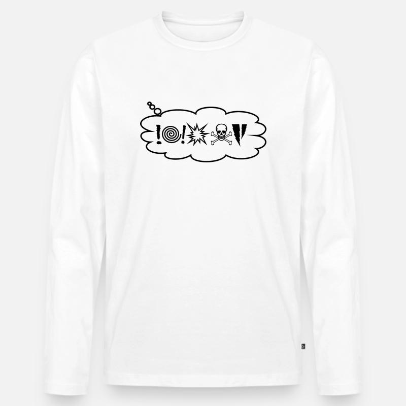 Fluchen-Schimpfen-Sauer- im Comicstil - Männer Premium Bio Langarmshirt - Weiß