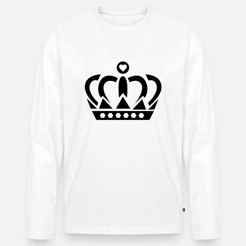 crown heart - Männer Premium Bio Langarmshirt - Weiß