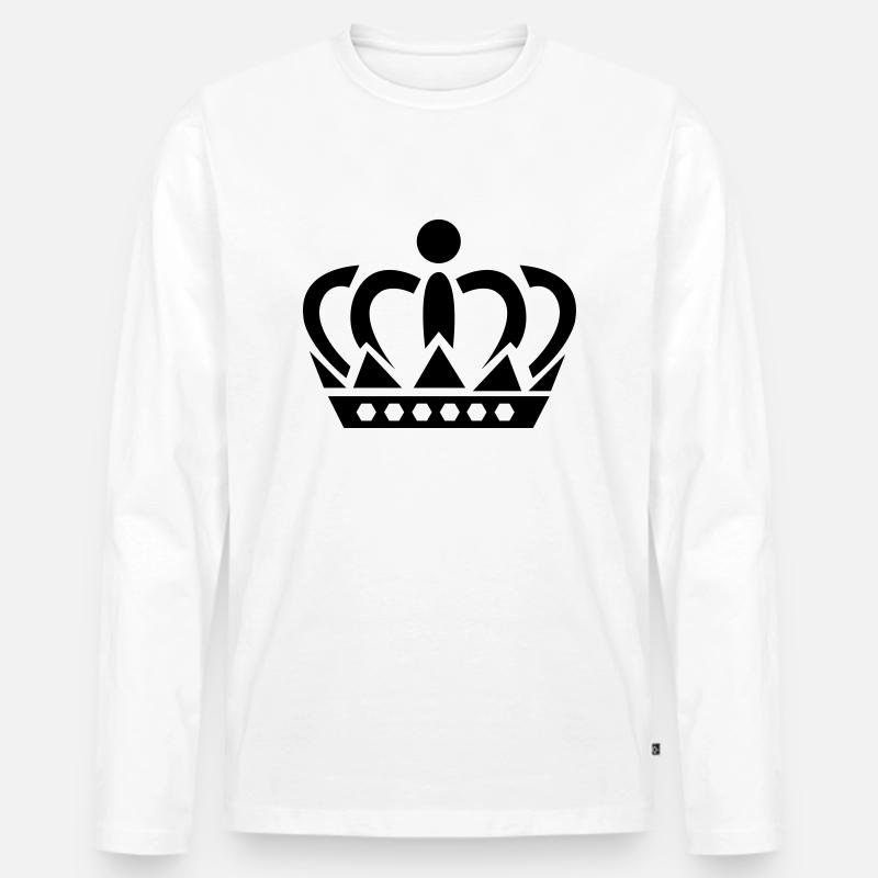 crown - Männer Premium Bio Langarmshirt - Weiß