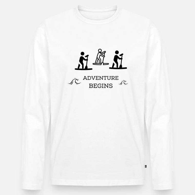 Abenteuer "Sup", "boot" - Männer Premium Bio Langarmshirt - Weiß