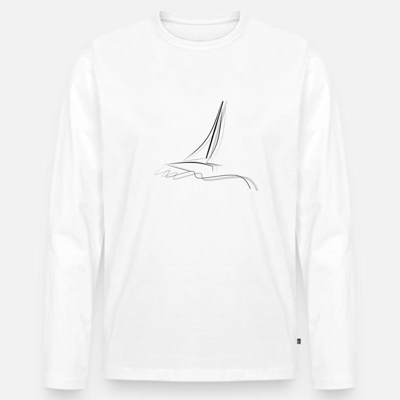 Boot, Zeichnung - Männer Premium Bio Langarmshirt - Weiß