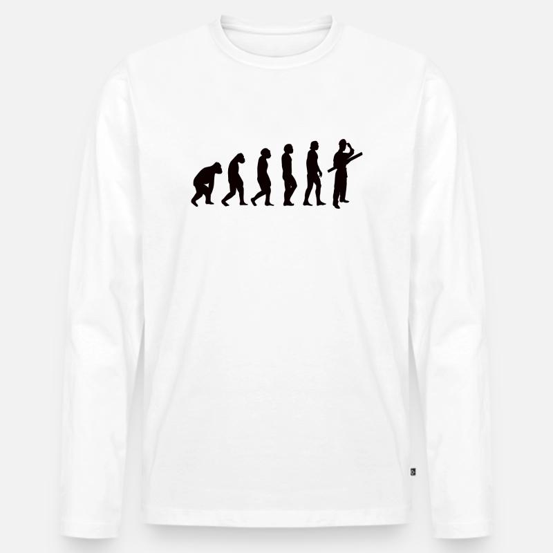 Architekt Handwerk Evolution Bauingenieur - Männer Premium Bio Langarmshirt - Weiß