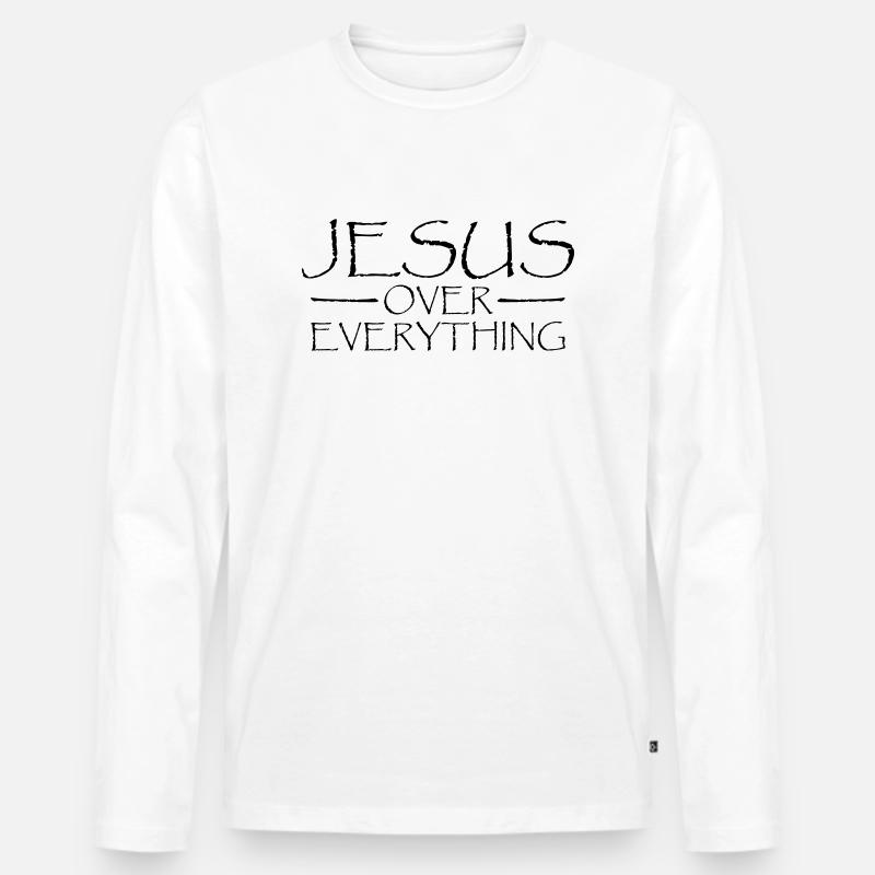 Jesus Over Everything - Männer Premium Bio Langarmshirt - Weiß