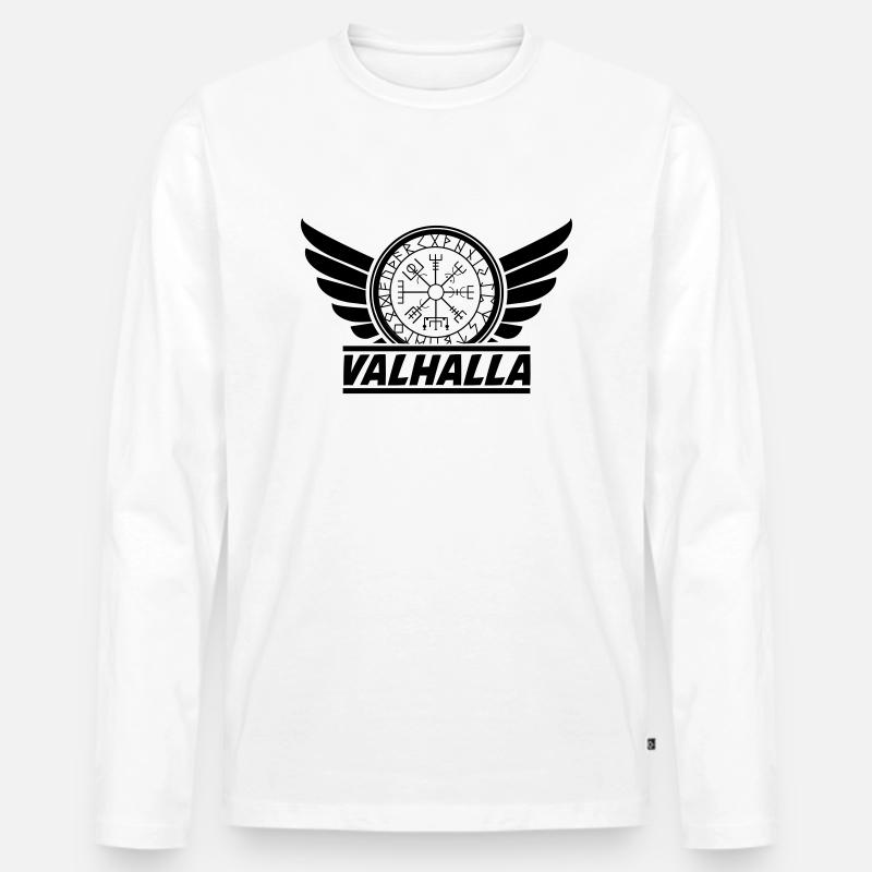 Valhalla Kompass - Männer Premium Bio Langarmshirt - Weiß