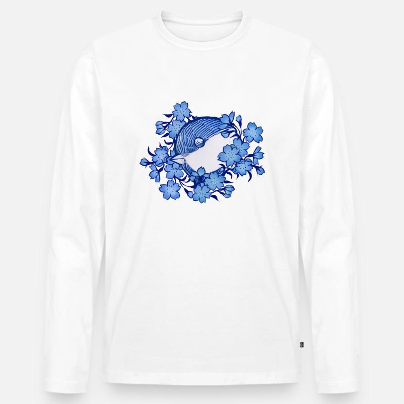 Meise - Männer Premium Bio Langarmshirt - Weiß