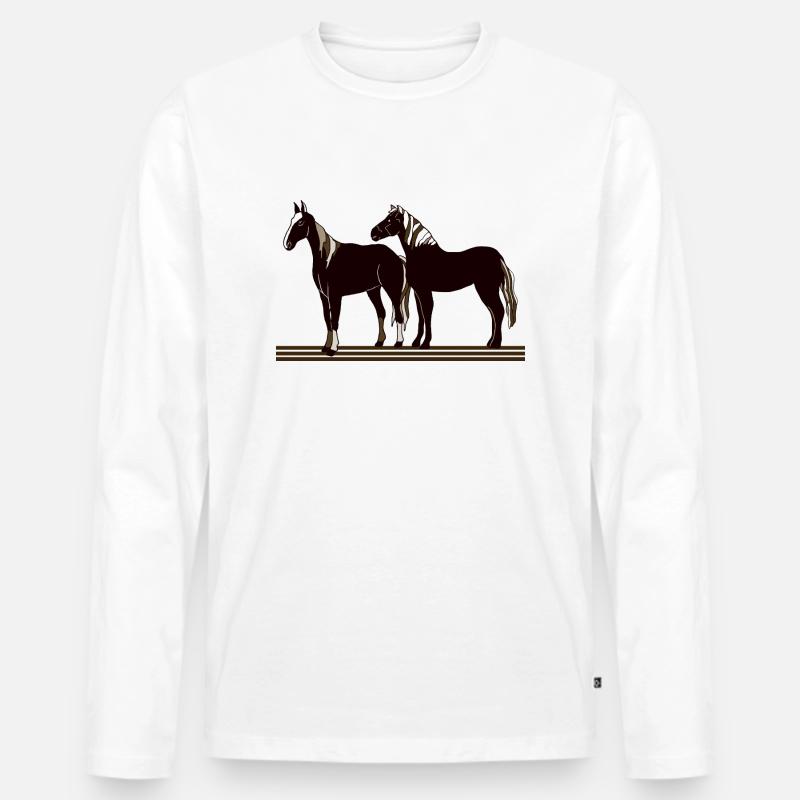Pferde - Männer Premium Bio Langarmshirt - Weiß