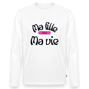 Ma fille tu es ma vie - T-shirt manches longues Premium bio Homme - blanc - Devant - Nico (187cm)