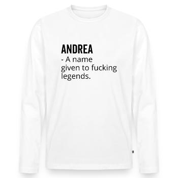 Andrea un nom donné à Fucking Legends - T-shirt manches longues Premium bio Homme - blanc - Devant - Nico (187cm)