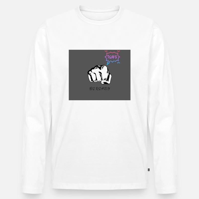 BE READY - Männer Premium Bio Langarmshirt - Weiß