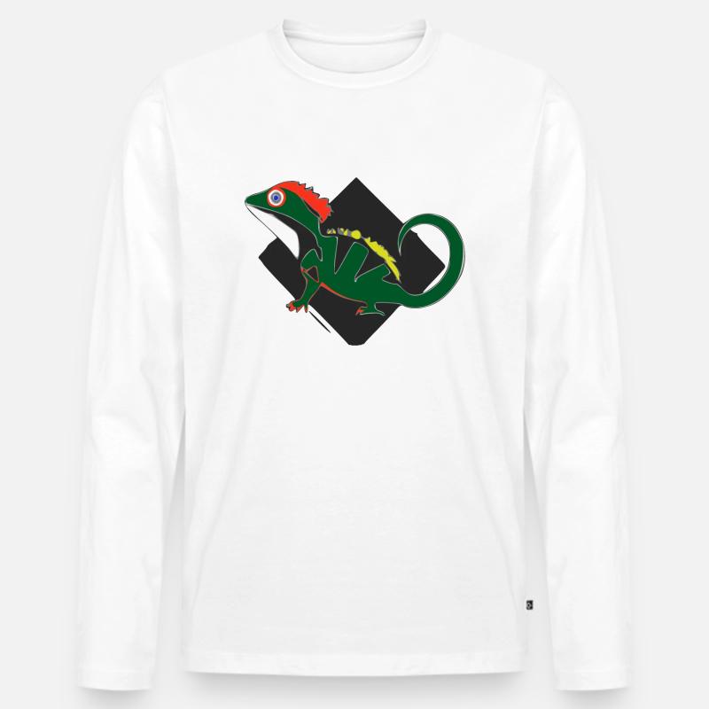 Die Eidechse - Männer Premium Bio Langarmshirt - Weiß