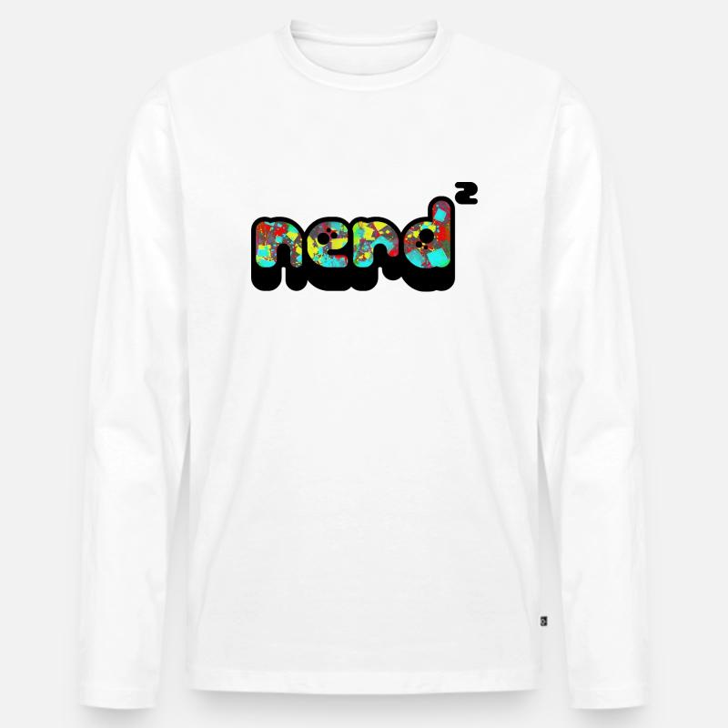Nerd - Männer Premium Bio Langarmshirt - Weiß