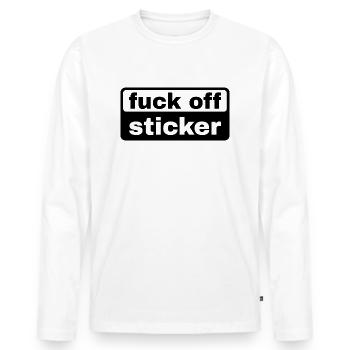Autocollant Fuck Off - T-shirt manches longues Premium bio Homme - blanc - Devant - Nico (187cm)