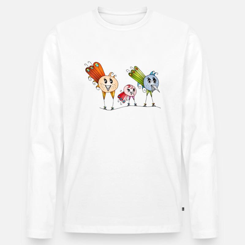 Vögel - Männer Premium Bio Langarmshirt - Weiß