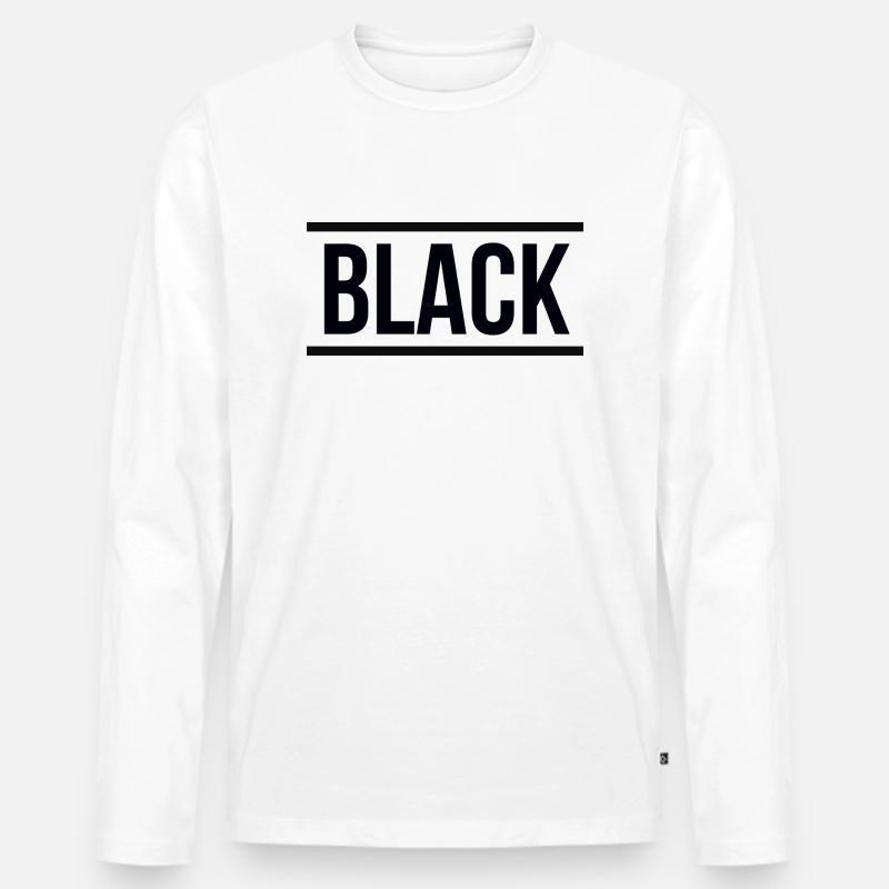 Schwarz - Männer Premium Bio Langarmshirt - Weiß
