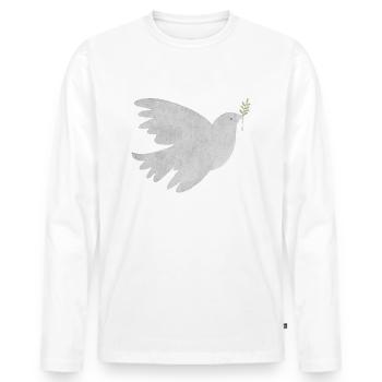 Friedenstaube - Männer Premium Bio Langarmshirt - Weiß - Vorne - Nico (187cm)