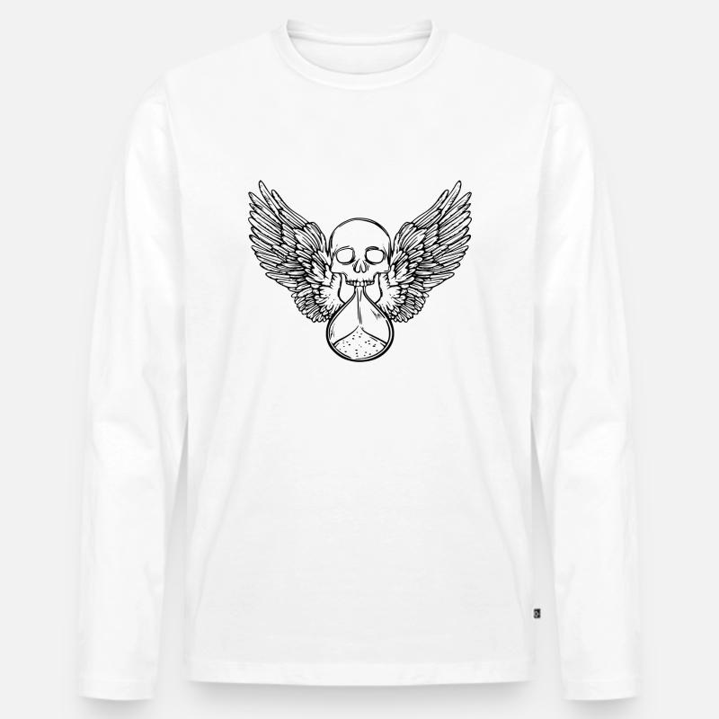 Schädel - Männer Premium Bio Langarmshirt - Weiß