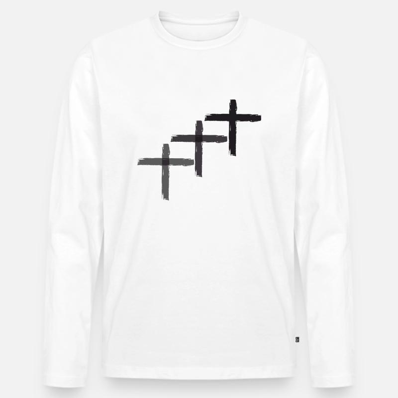 Kreuz 3 - Männer Premium Bio Langarmshirt - Weiß