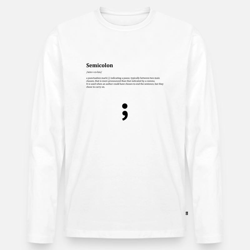 semicolon - Männer Premium Bio Langarmshirt - Weiß