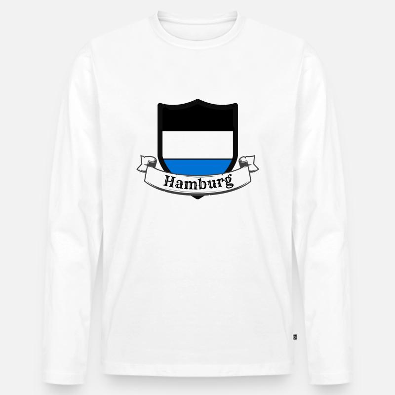 Wappen Hamburg Schwarz - Männer Premium Bio Langarmshirt - Weiß