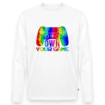 Gamer Game Play Online Computer Gaming Arcade Neon - Men's Premium Organic Long Sleeve Shirt - white - Front - Nico (187cm)