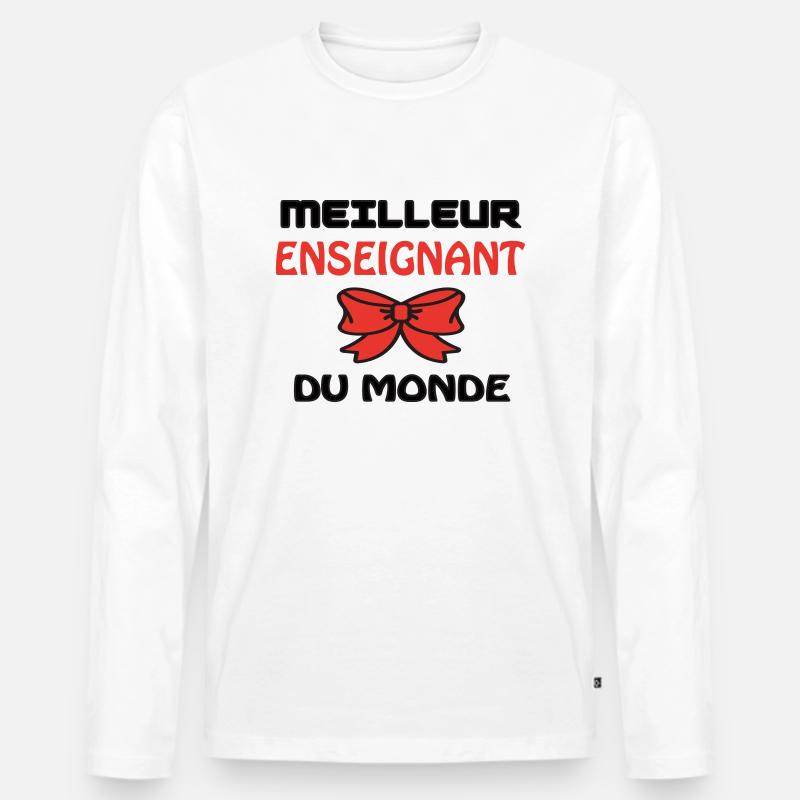 BESTER LEHRER DER WELT - Männer Premium Bio Langarmshirt - Weiß