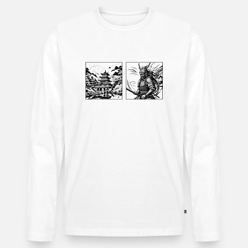 Tempel der Samurai - Männer Premium Bio Langarmshirt - Weiß