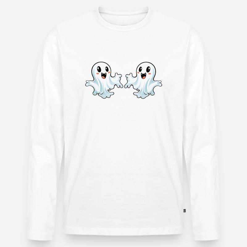 Ghosts Halloween - Männer Premium Bio Langarmshirt - Weiß