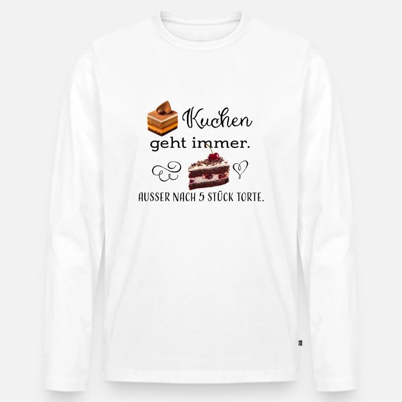 Kuchen Torte sw - Männer Premium Bio Langarmshirt - Weiß