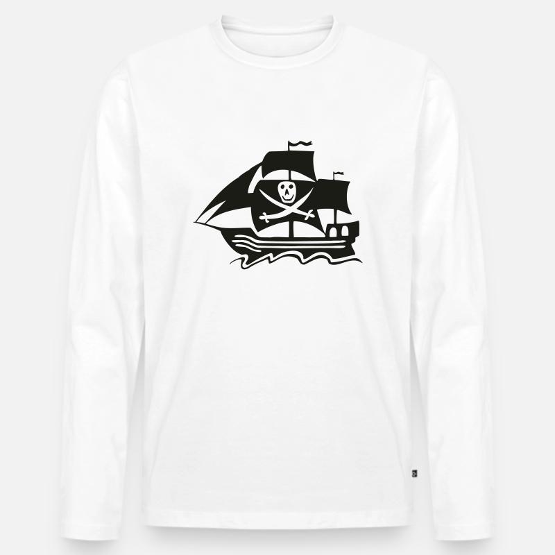 Piratenschiff - Männer Premium Bio Langarmshirt - Weiß