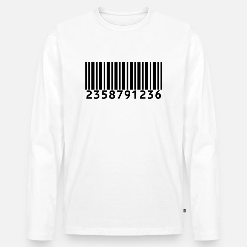 Print EAN Code - Männer Premium Bio Langarmshirt - Weiß