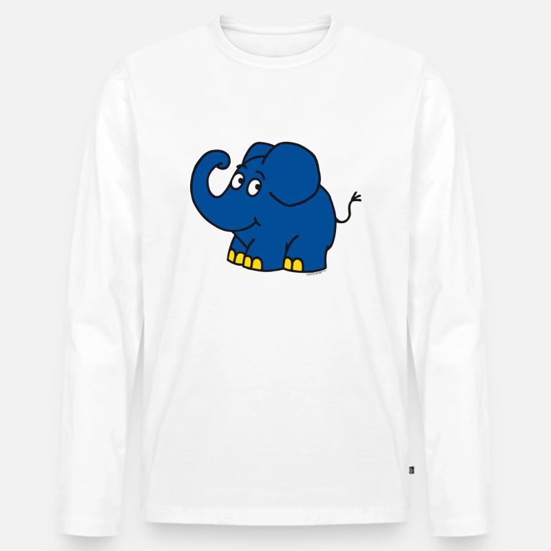 Der Elefant - Männer Premium Bio Langarmshirt - Weiß