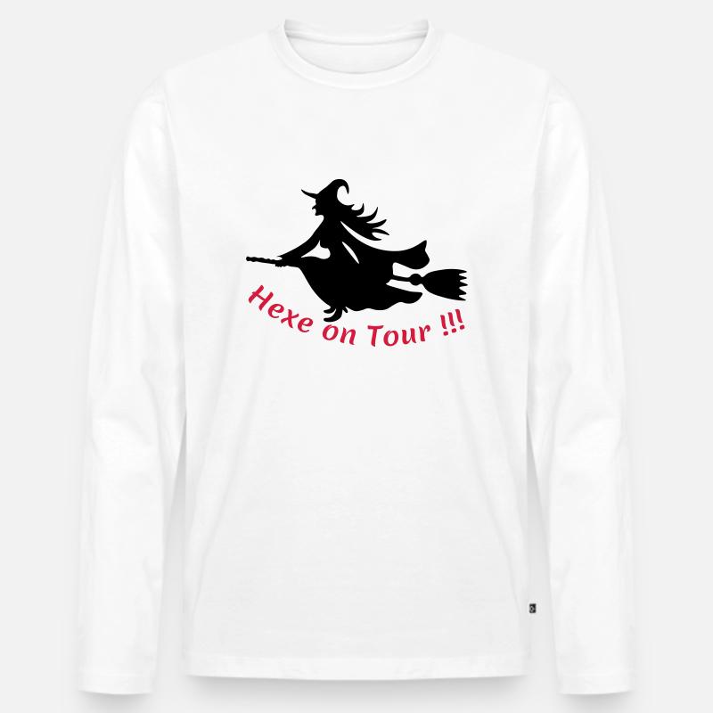 Hexe-on-Tour - Männer Premium Bio Langarmshirt - Weiß