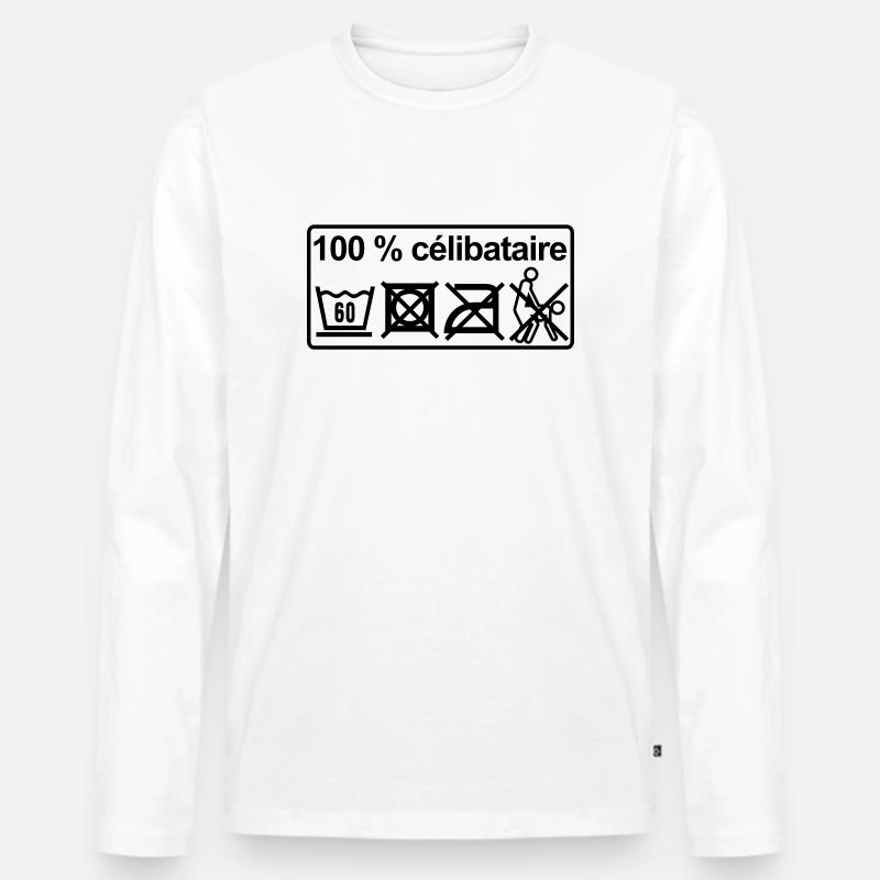 100% unverheiratet - Männer Premium Bio Langarmshirt - Weiß