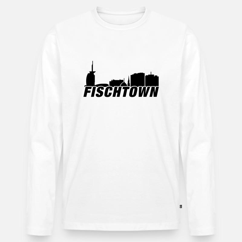 Fischtown Bremerhaven Skyline - Männer Premium Bio Langarmshirt - Weiß