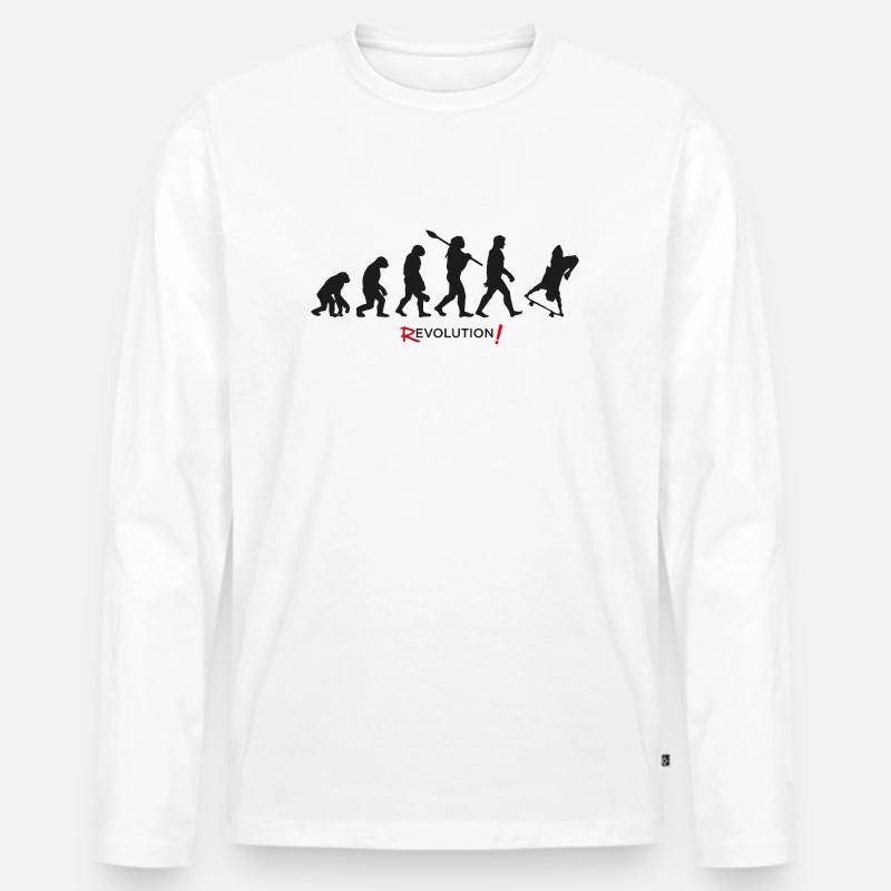 Evolution Revolution skate board Patin - Männer Premium Bio Langarmshirt - Weiß