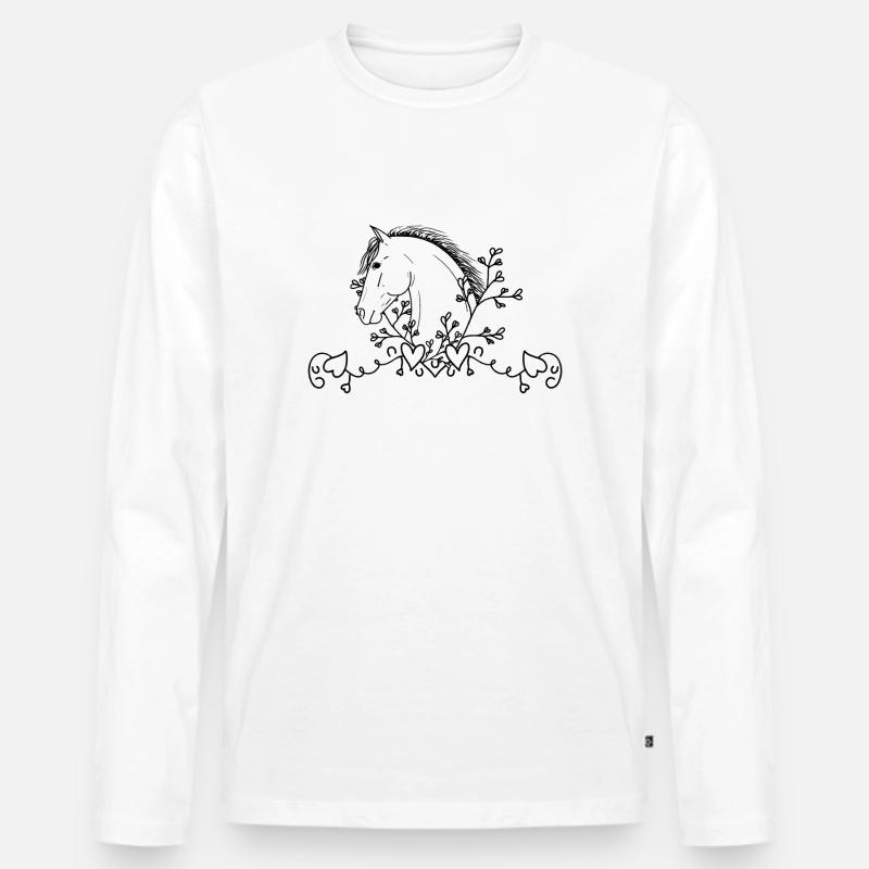 Plferdekopf mit Herz - Männer Premium Bio Langarmshirt - Weiß