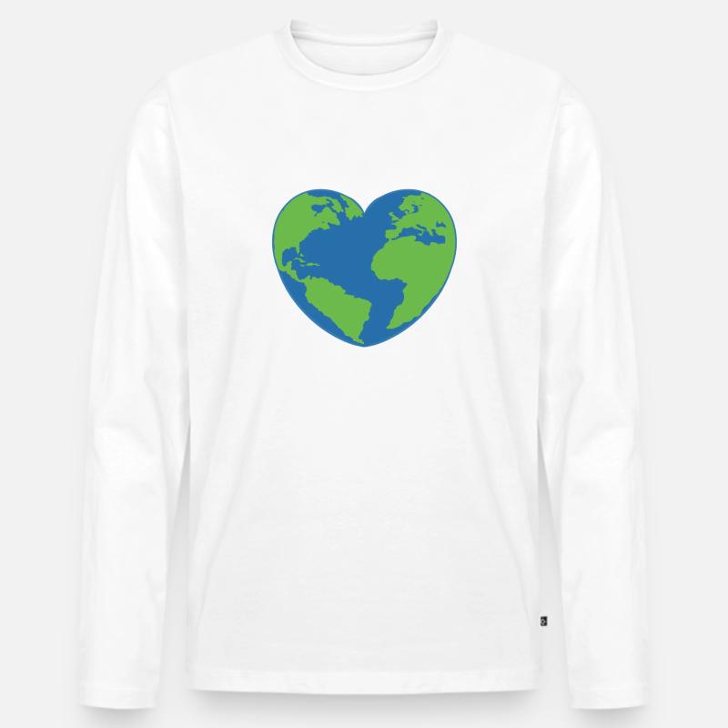 Tag der Erde Herz - Männer Premium Bio Langarmshirt - Weiß
