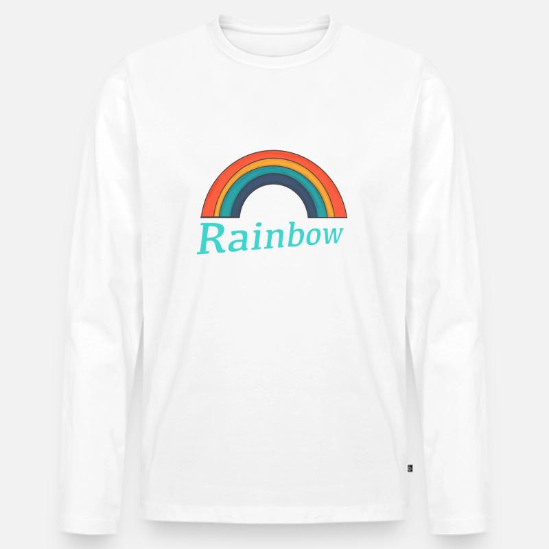 Regen Bogen logo - Männer Premium Bio Langarmshirt - Weiß