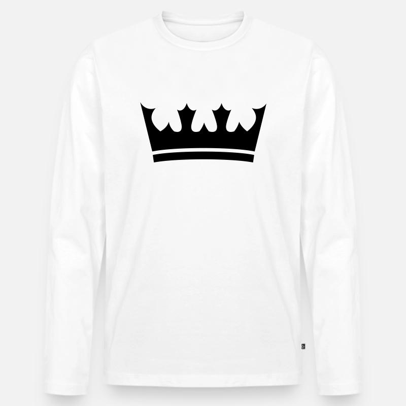 Krone - Männer Premium Bio Langarmshirt - Weiß