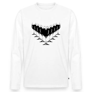 des verres à vin - T-shirt manches longues Premium bio Homme - blanc - Devant - Nico (187cm)