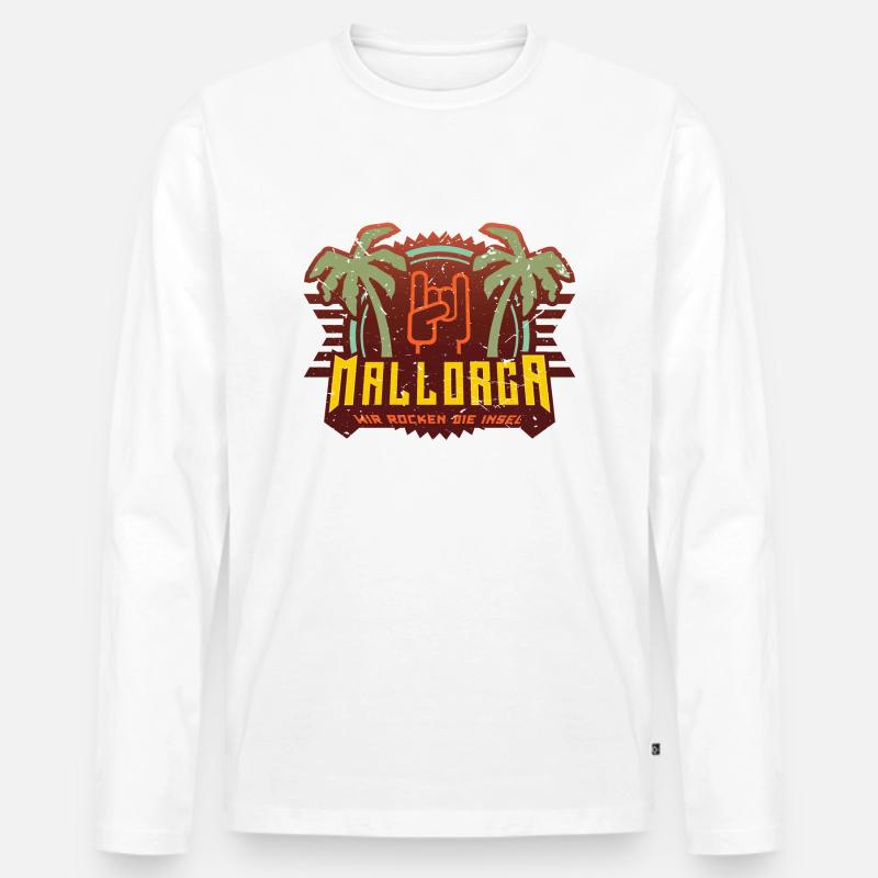 Mallorca rocken 02 - Männer Premium Bio Langarmshirt - Weiß