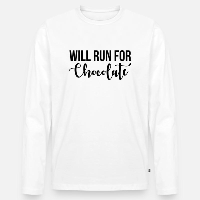 Will run for chocolate - Männer Premium Bio Langarmshirt - Weiß