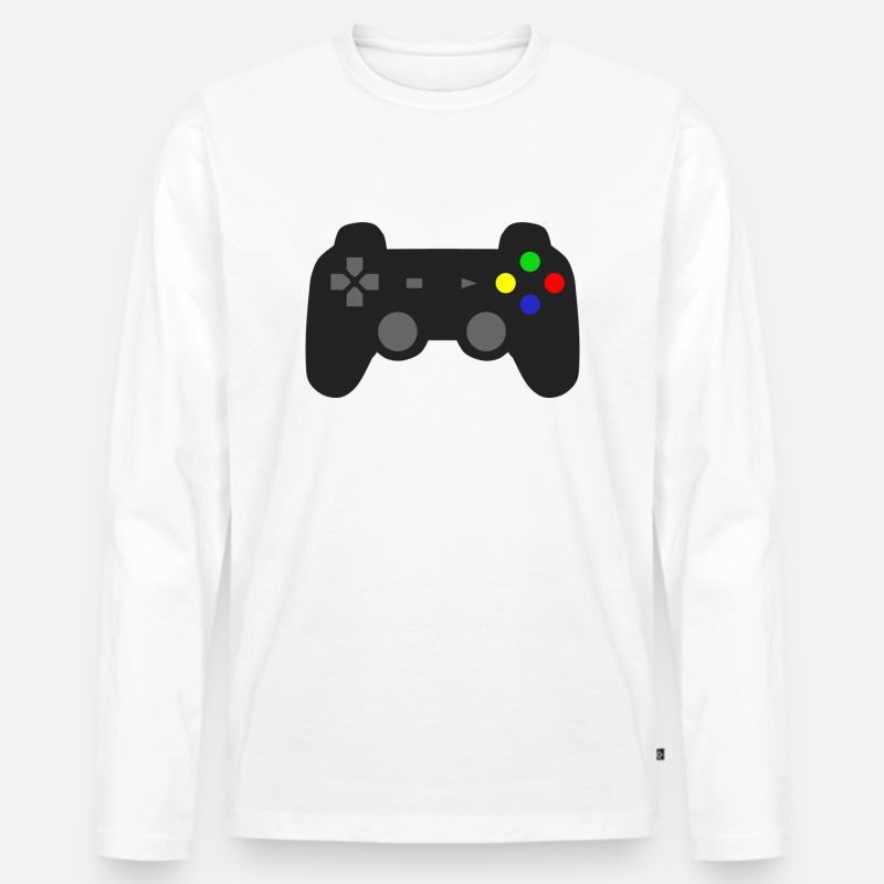 Controller - Männer Premium Bio Langarmshirt - Weiß